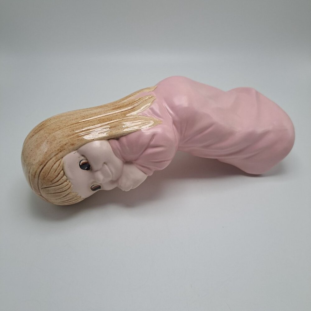 Vintage Scioto Ceramics 1977 Pink Sleepy Girl Figurine